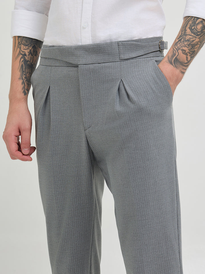 Ash Grey Solid Gurkha Pants