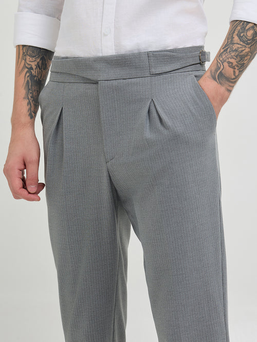 Ash Grey Solid Gurkha Pants