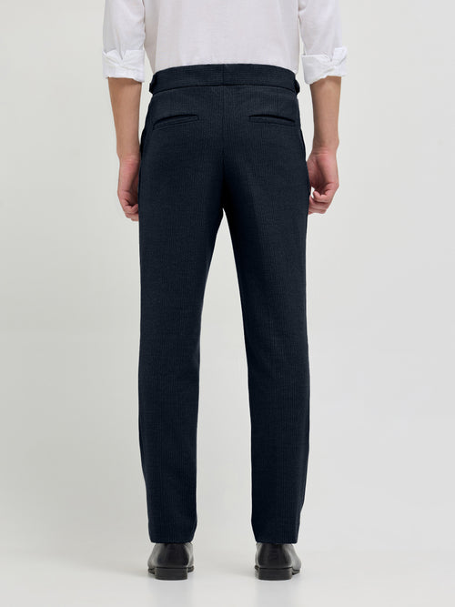 Dark Navy Solid Casual Gurkha Pants