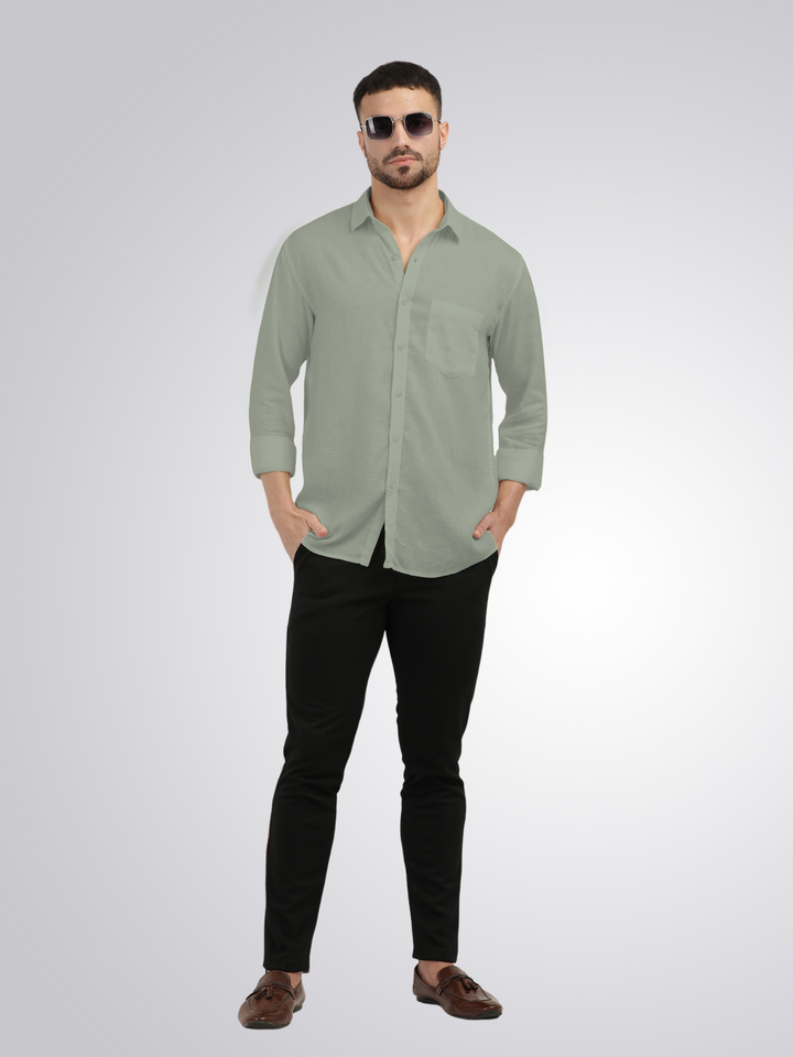 Sage Linen Blend Solid Shirt