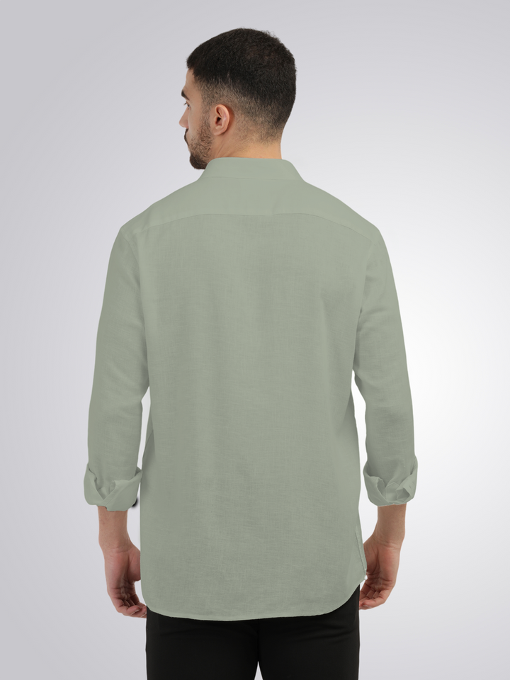 Sage Linen Blend Solid Shirt
