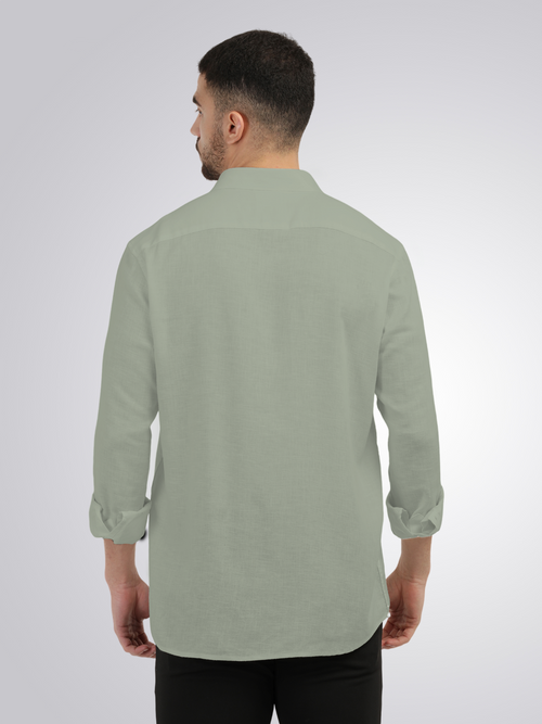Sage Linen Blend Solid Shirt
