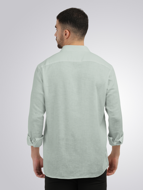 Apple Green Linen Blend Solid Shirt