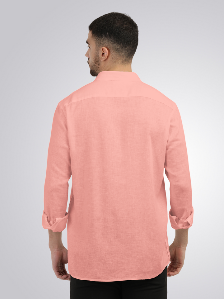Coral Linen Blend Solid Shirt