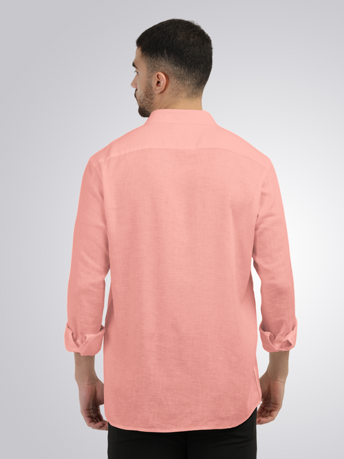 Coral Linen Blend Solid Shirt