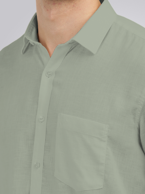 Sage Linen Blend Solid Shirt