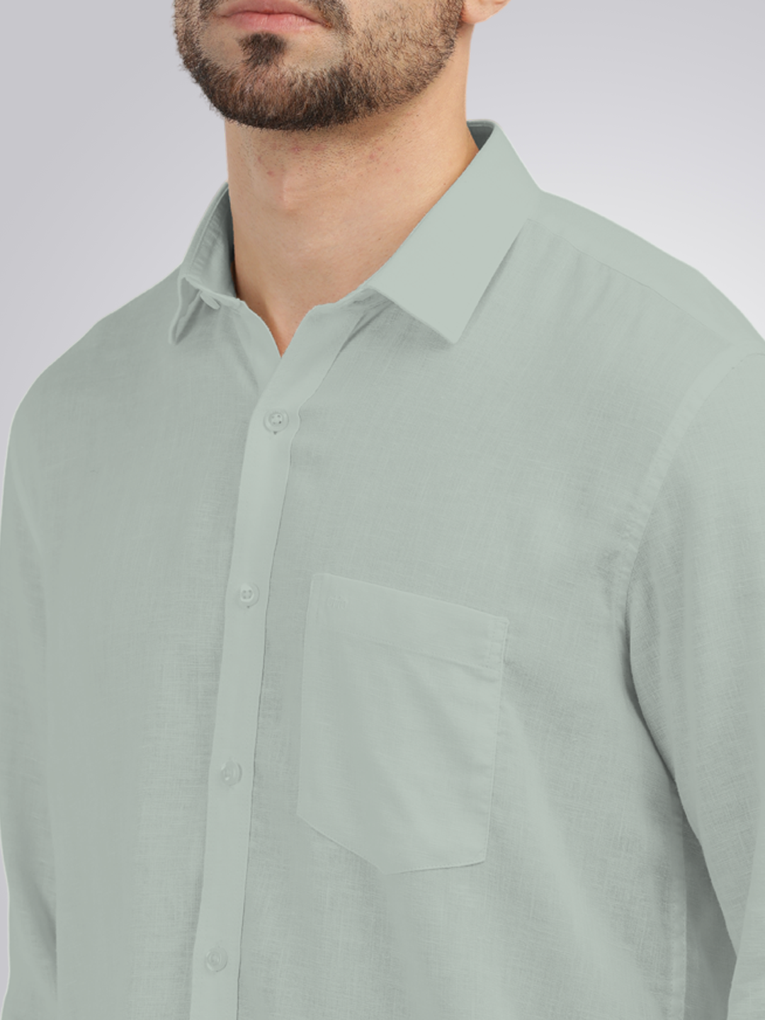 Apple Green Linen Blend Solid Shirt