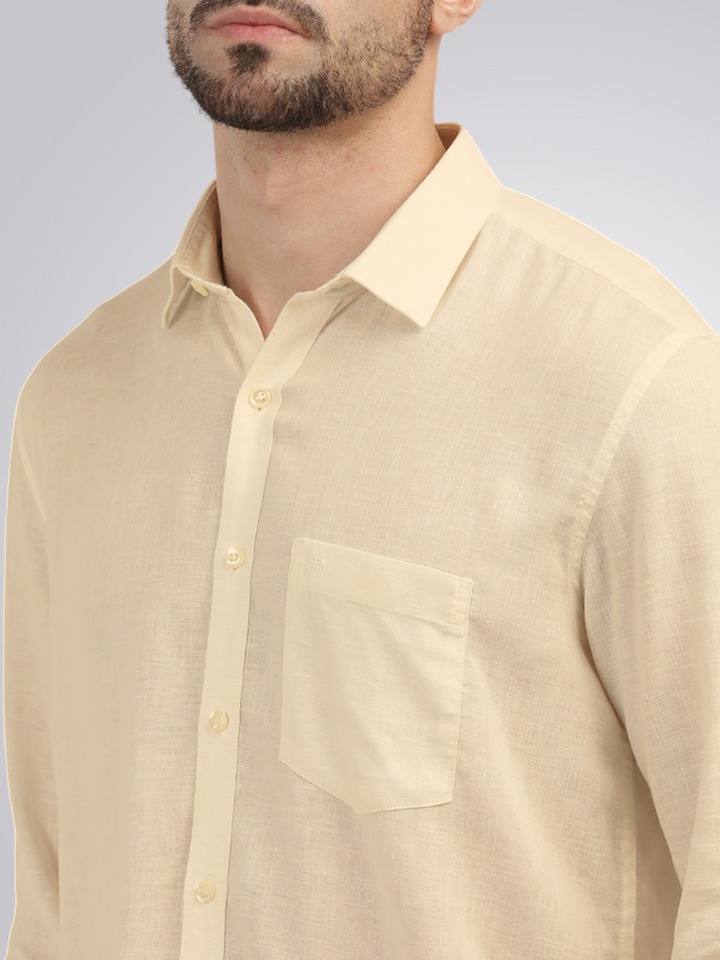 Sand Linen Blend Solid Shirt