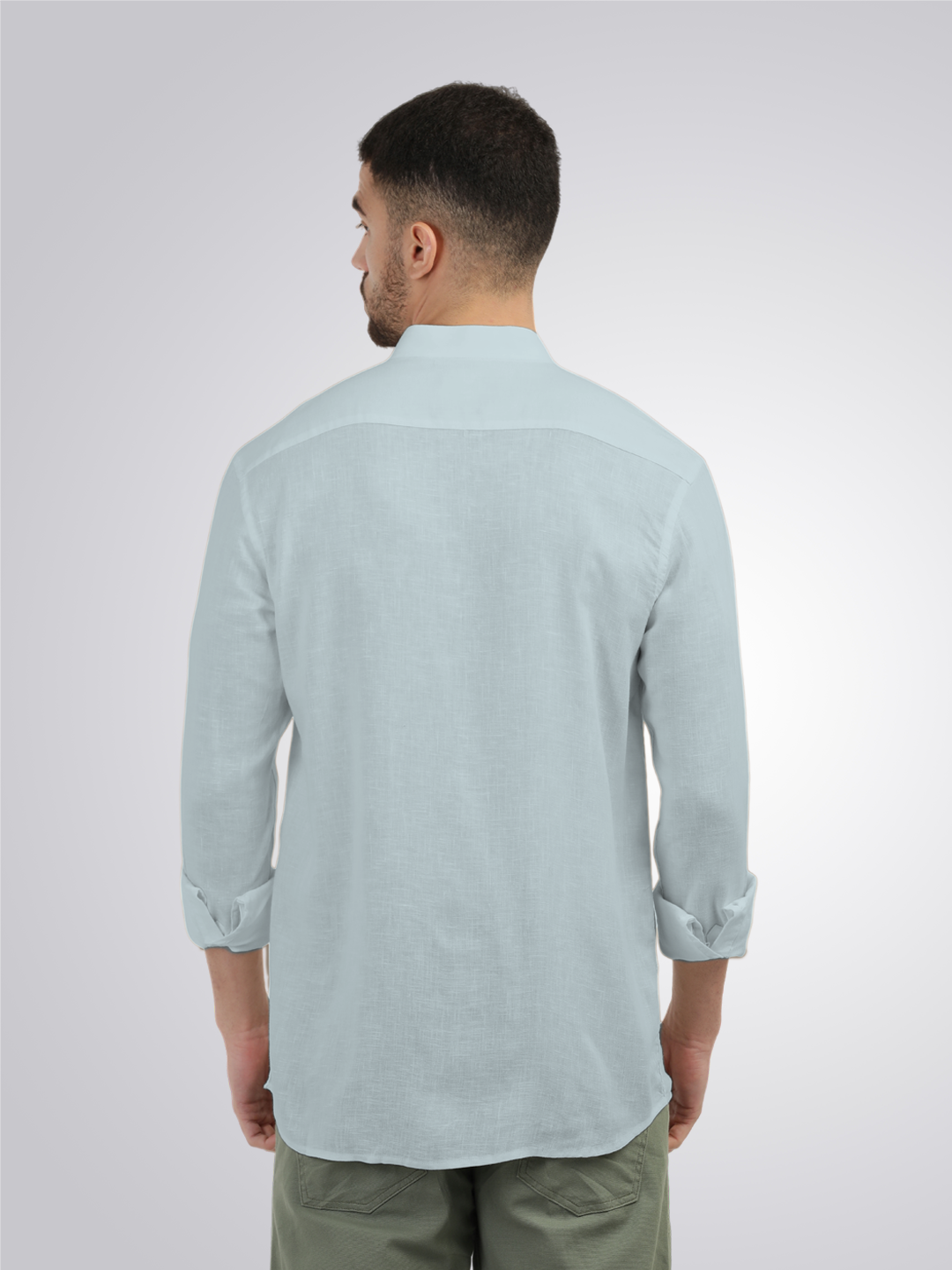 Mist Blue Solid Casual Shirt