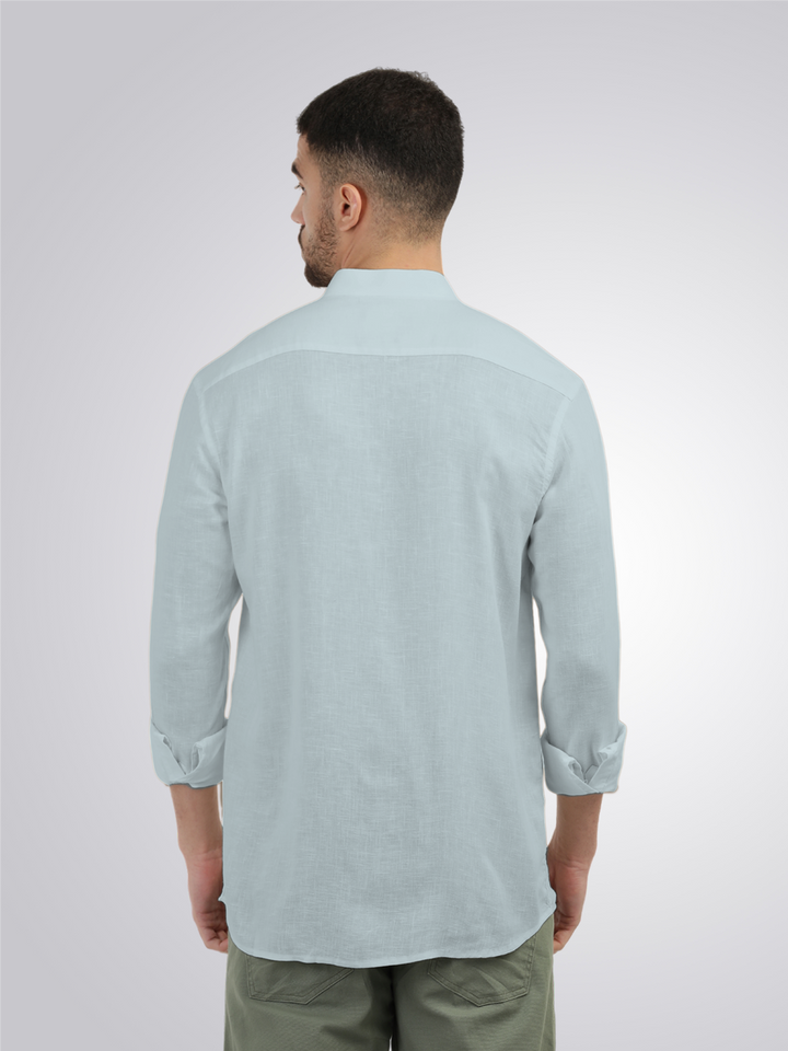 Mist Blue Solid Casual Shirt