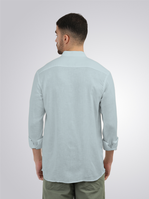 Mist Blue Solid Casual Shirt
