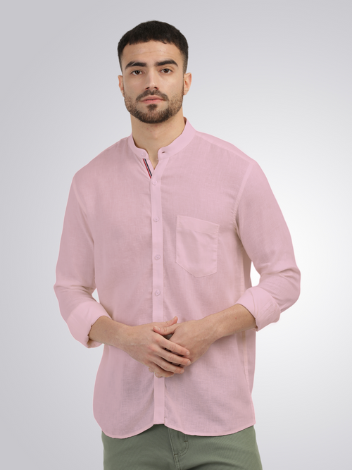 Baby Pink Solid Casual Shirt