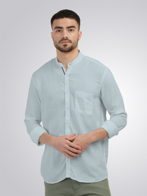 Mist Blue Solid Casual Shirt