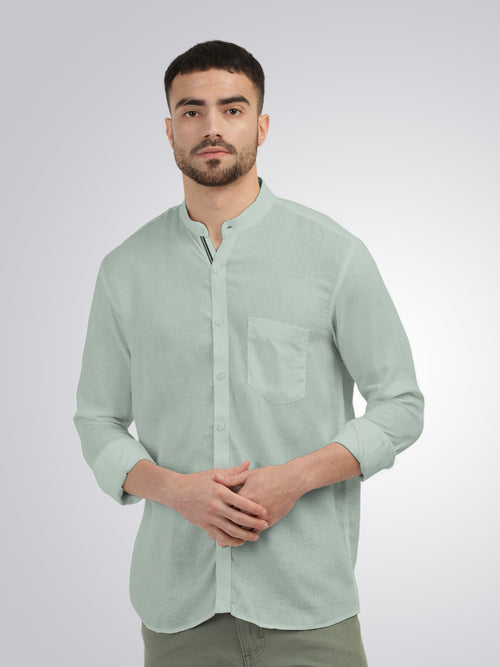 Apple Green Solid Casual Shirt