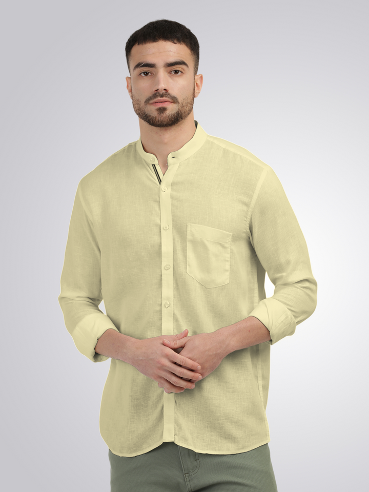 Butter Yellow Solid Casual Shirt