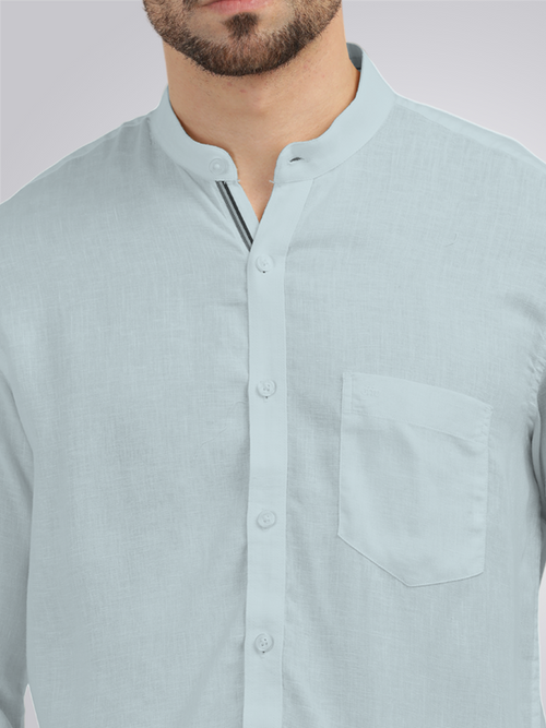 Mist Blue Solid Casual Shirt