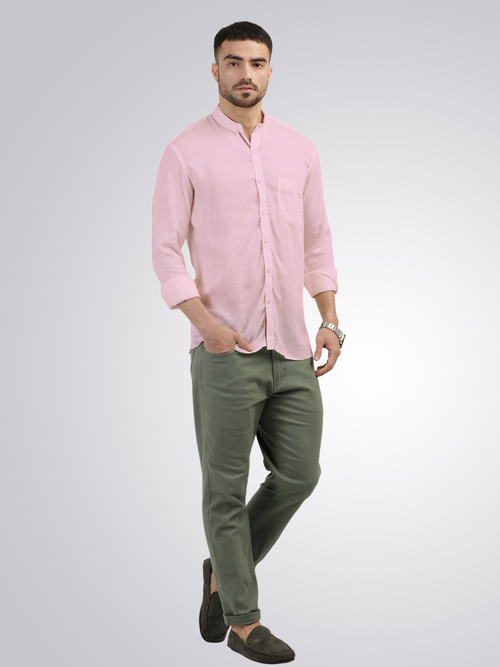 Baby Pink Solid Casual Shirt