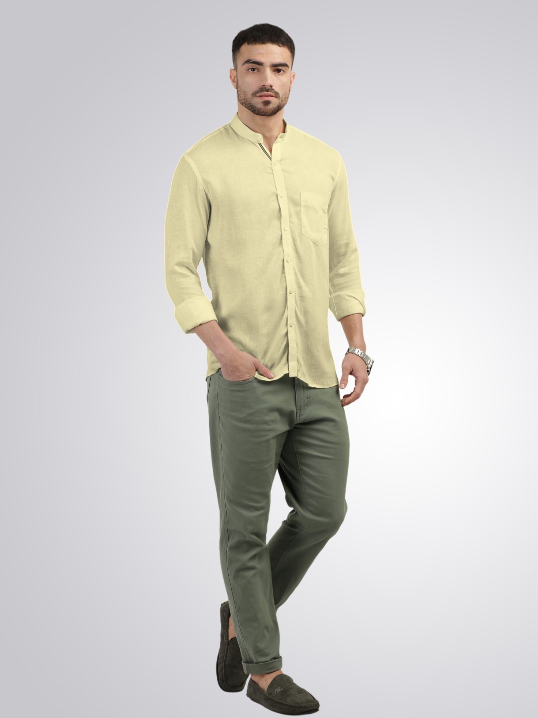 Butter Yellow Solid Casual Shirt