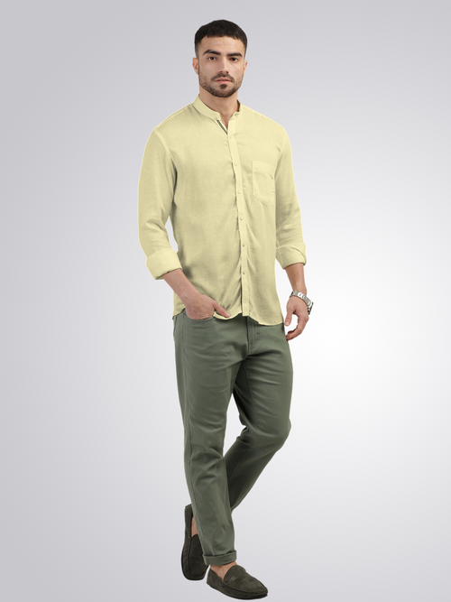 Butter Yellow Solid Casual Shirt