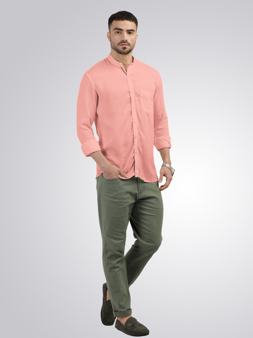 Coral Solid Casual Shirt