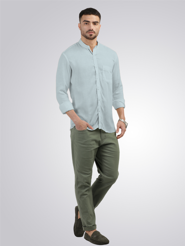 Mist Blue Solid Casual Shirt