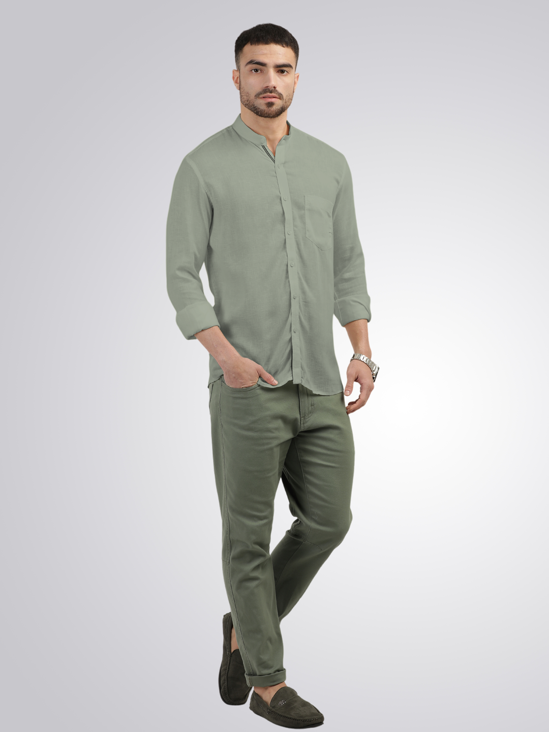 Sage Solid Csaual Shirt