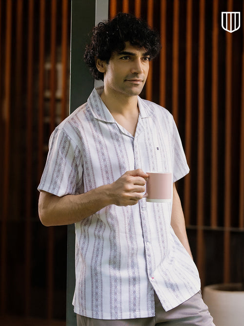 Grey Vertical Stripes Casual Shirt