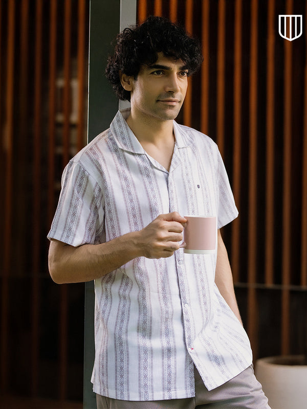 Grey Vertical Stripes Casual Shirt