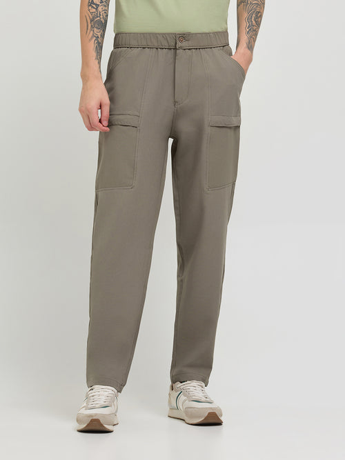 Khaki Stretchable Lycra Cotton Traveler Trouser