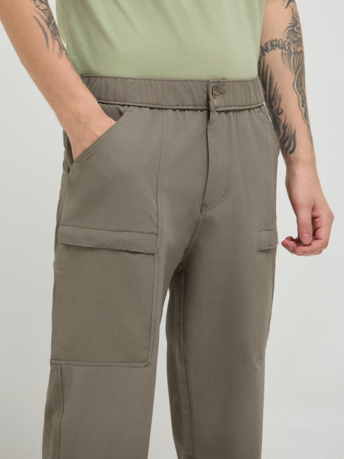 Khaki Stretchable Lycra Cotton Traveler Trouser