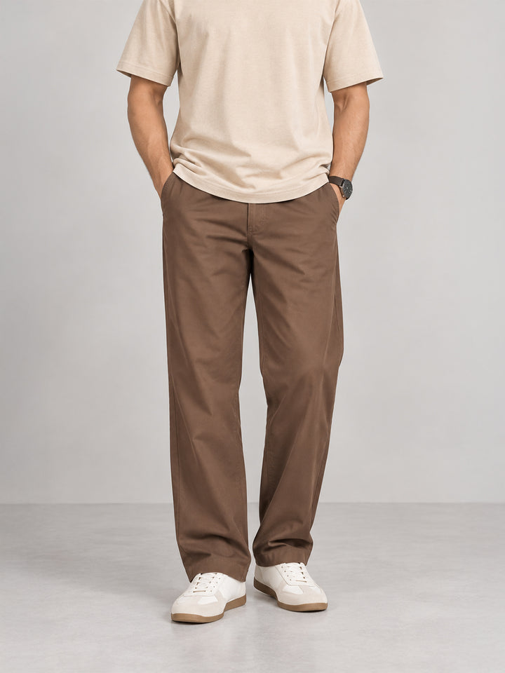 Warm Chocolate Solid Casual Trousers