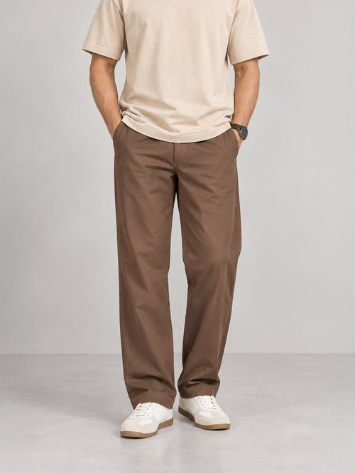 Warm Chocolate Solid Casual Trousers