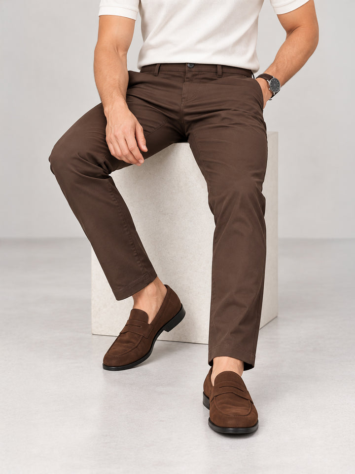 Rusted Coffee Solid Casual Trousers