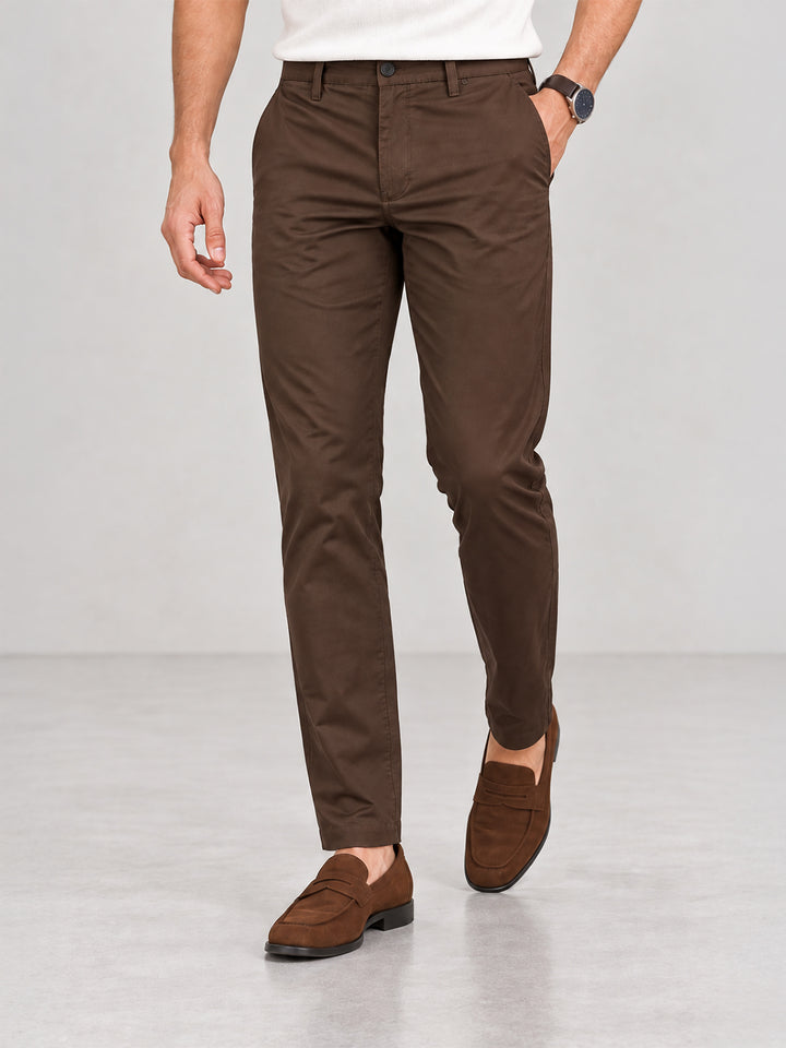 Rusted Coffee Solid Casual Trousers