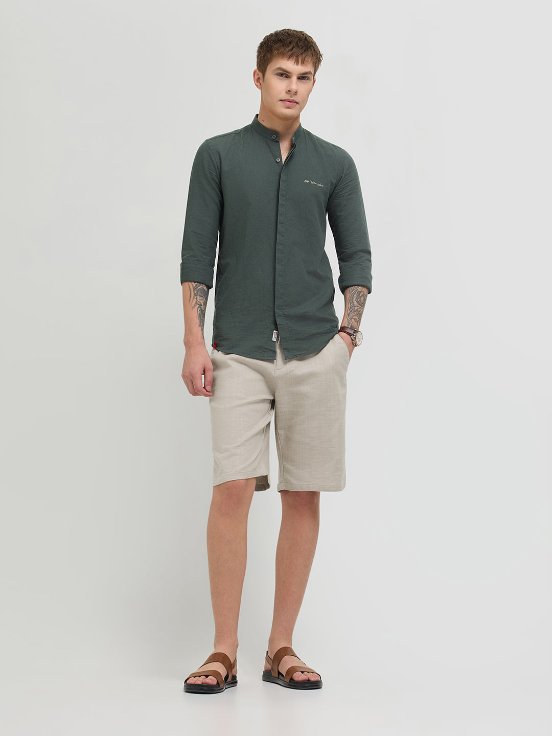Beige Casual Cargo Trousers