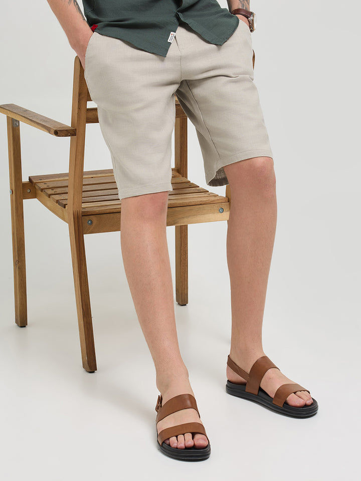 Beige Casual Cargo Trousers