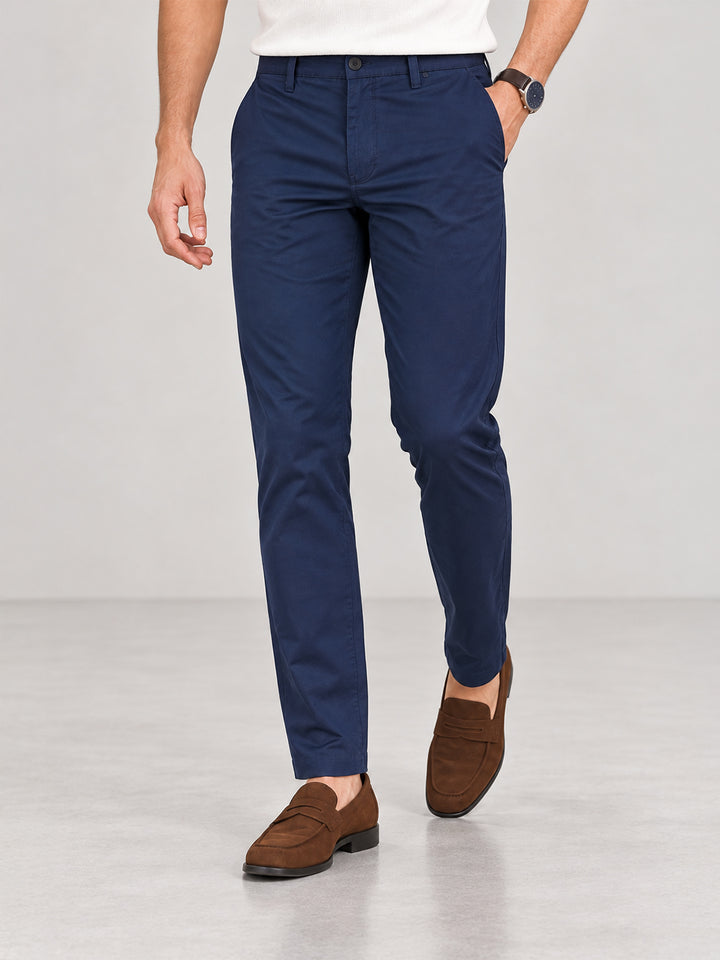Marine Navy Solid Casual Trousers