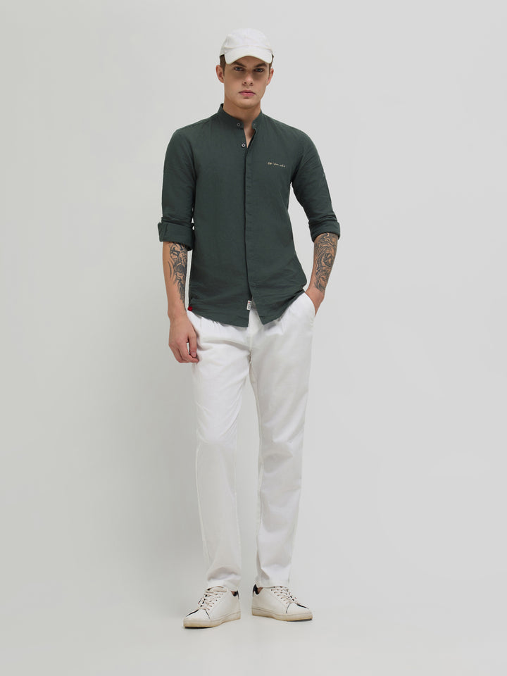 White Stretchable Lycra Cotton Traveler Trouser