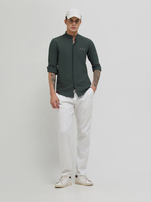 White Stretchable Lycra Cotton Traveler Trouser