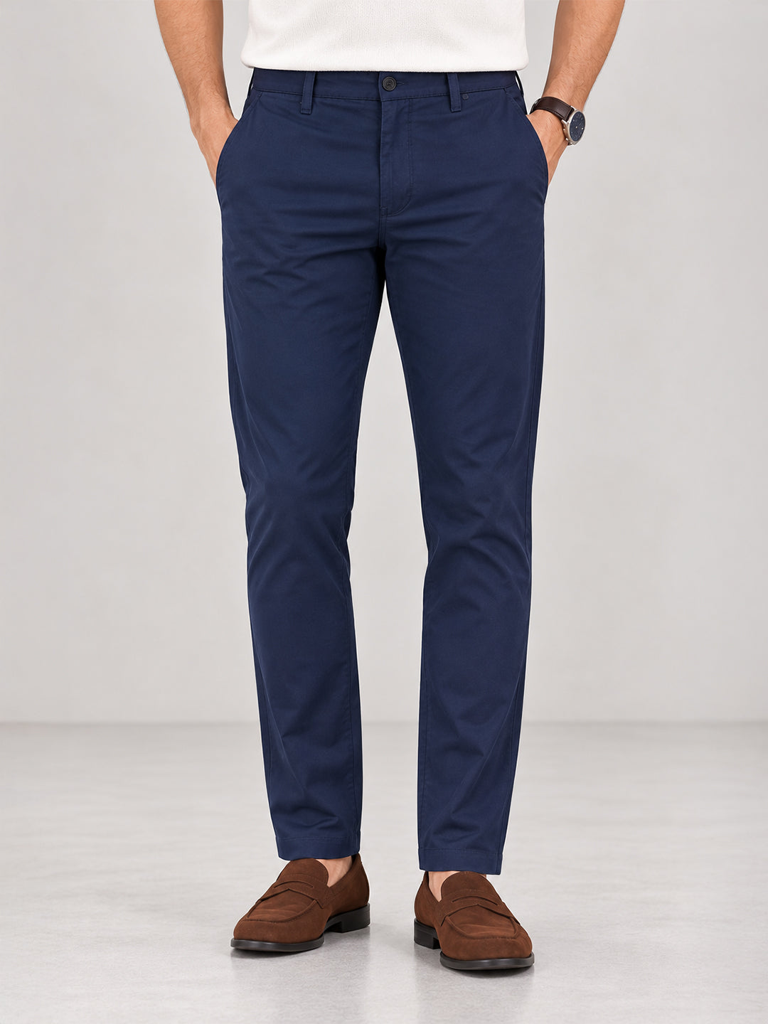 Marine Navy Solid Casual Trousers