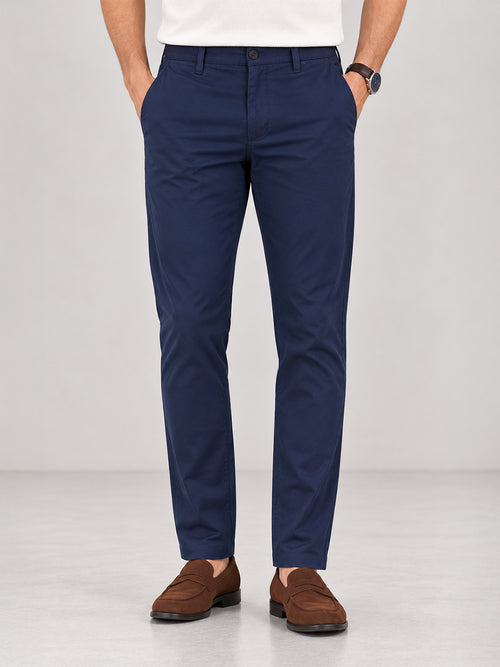 Marine Navy Solid Casual Trousers