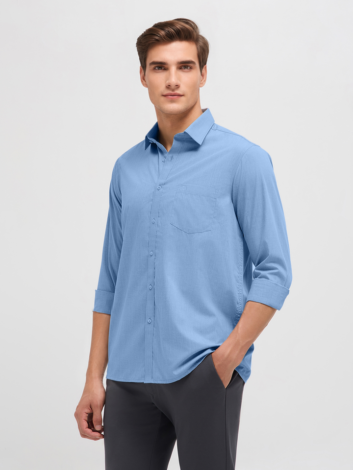 Mist Blue Solid Formal Shirt