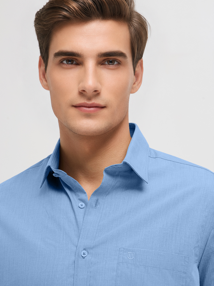 Mist Blue Solid Formal Shirt