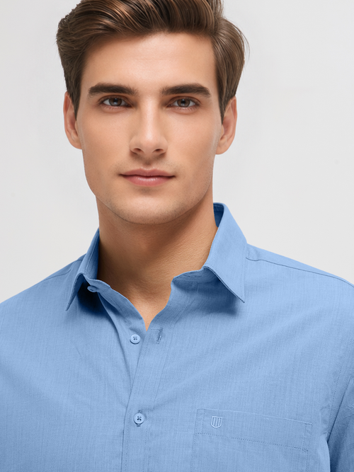 Mist Blue Solid Formal Shirt