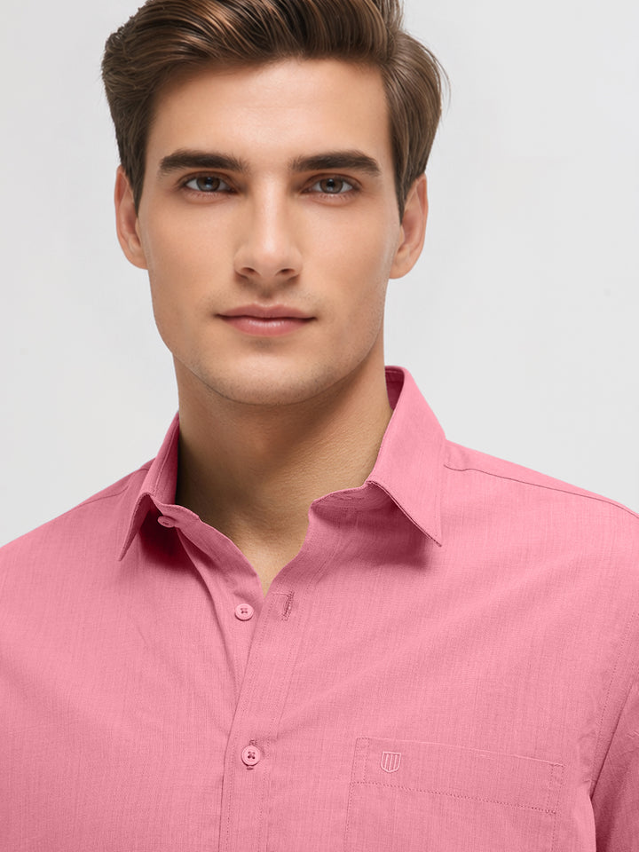 Misty Rose Solid Formal Shirt
