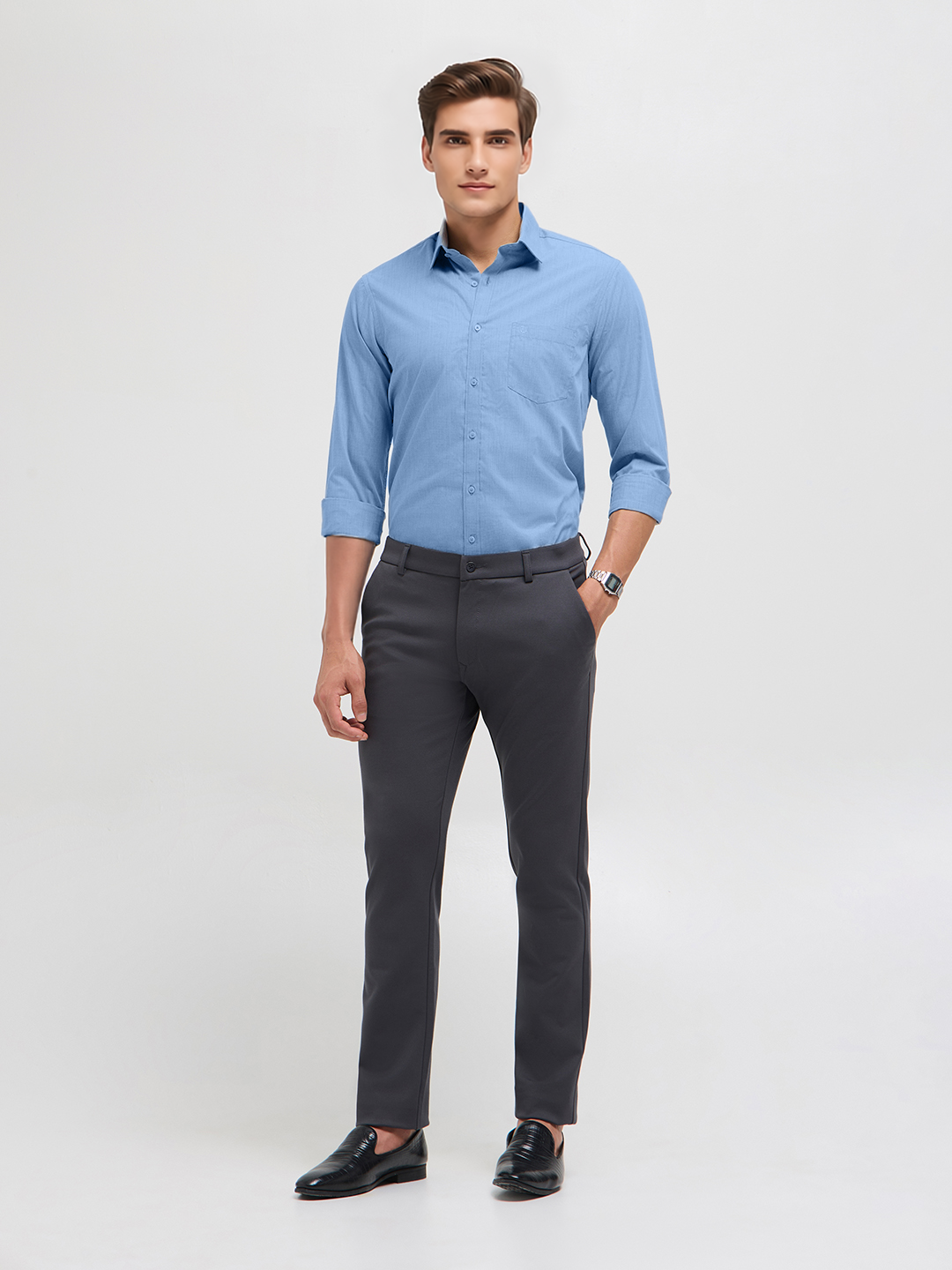 Mist Blue Solid Formal Shirt