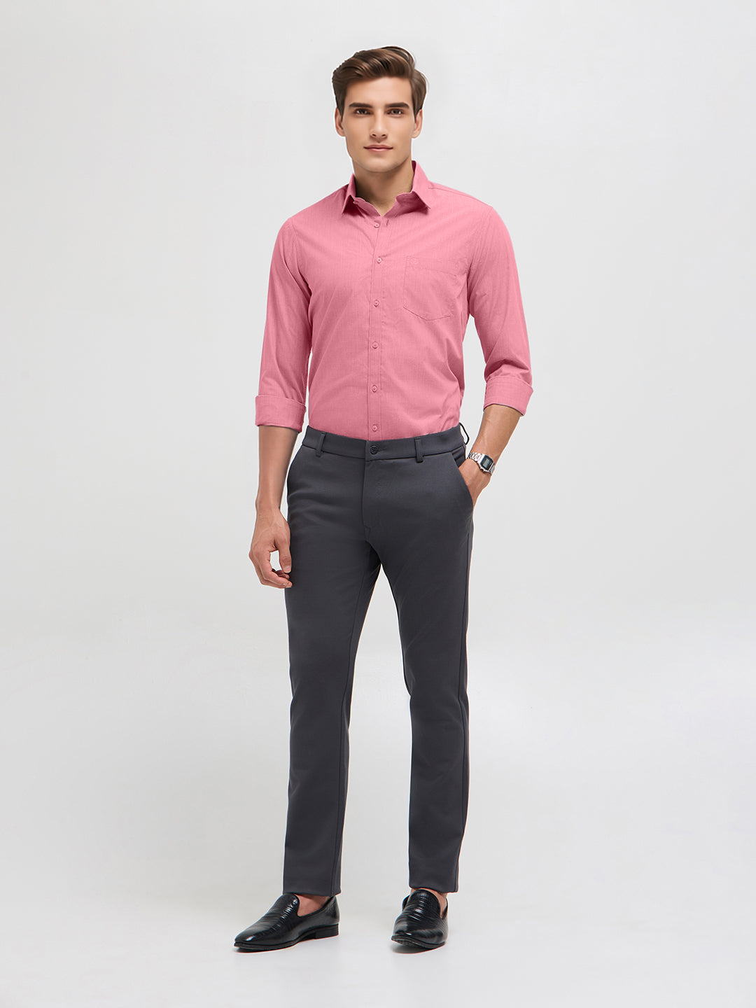 Misty Rose Solid Formal Shirt