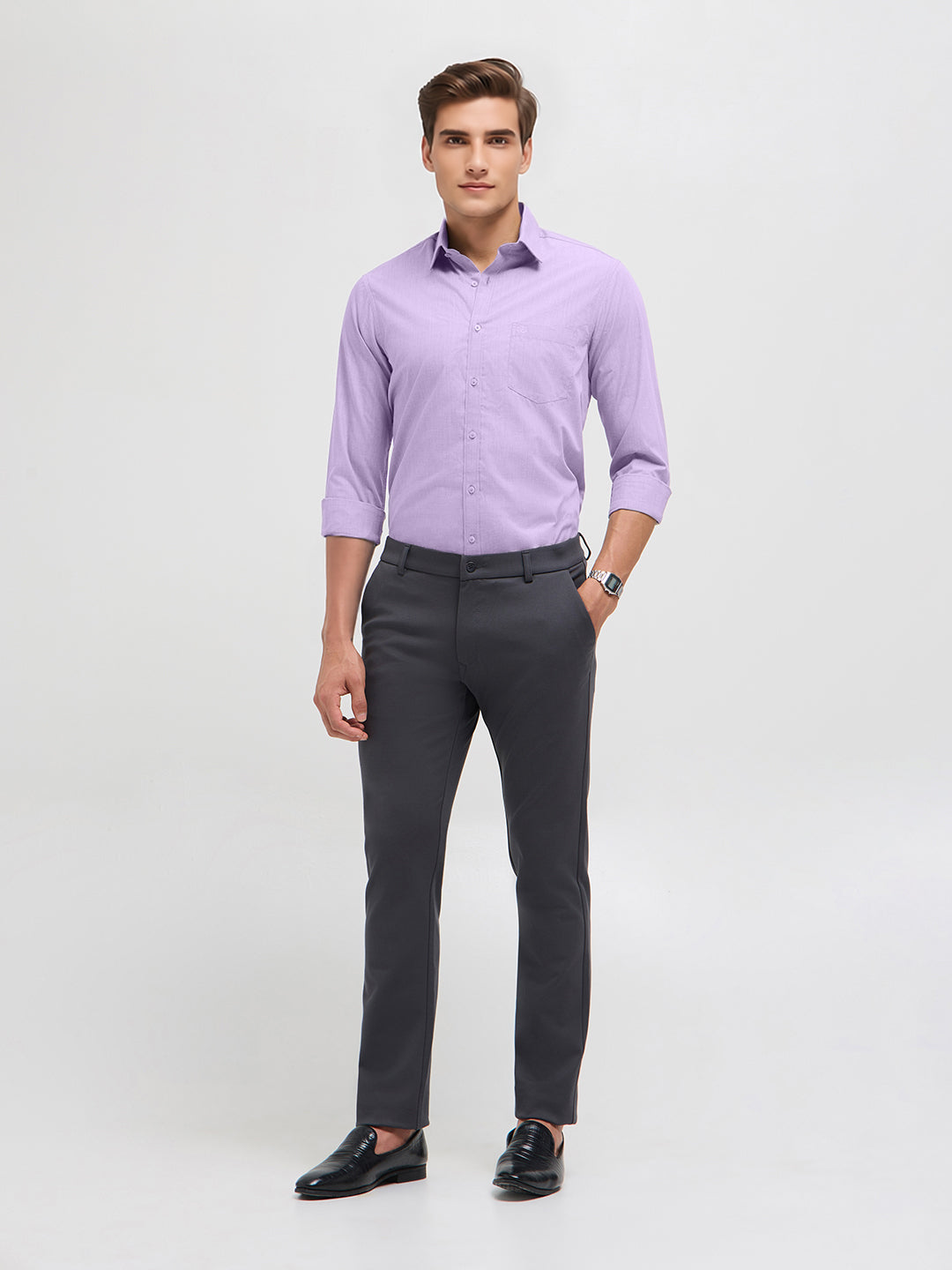 Pastel Lavender Solid Formal Shirt