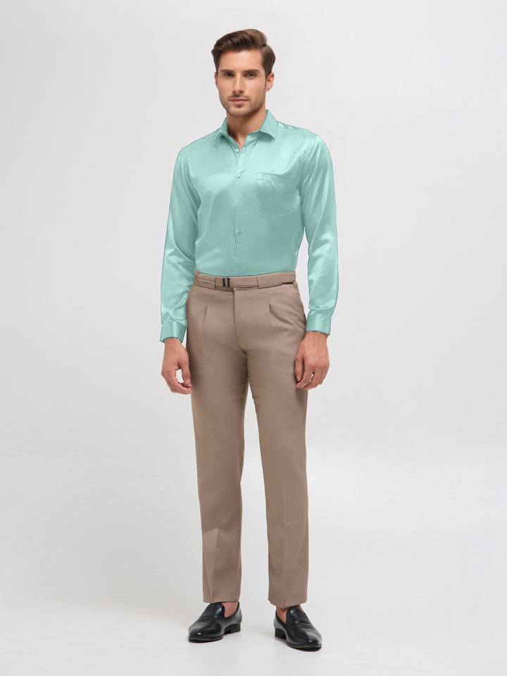 Aqua Ocean Solid Satin Formal Shirt