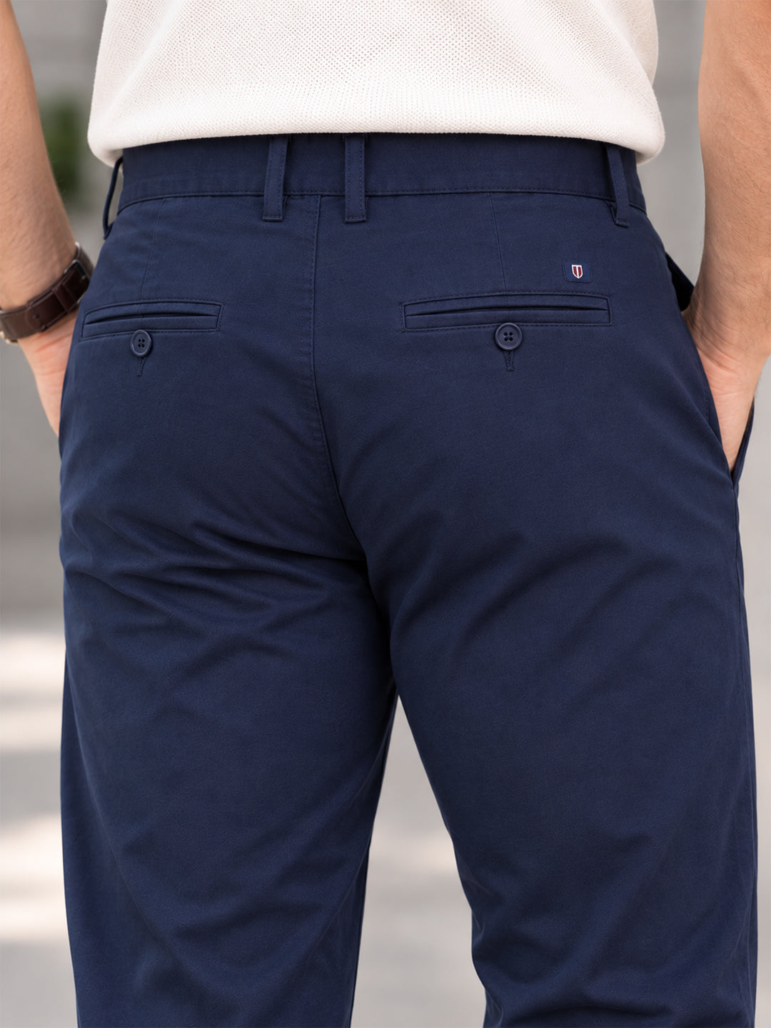 Marine Navy Solid Casual Trousers